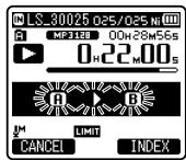 OLYMPUS LS-3,  LS-100,  LS-12,  LS-14,  LS-20,  LS-20M,  LS-3,  LS-5 - How to begin segment repeat playback - 3