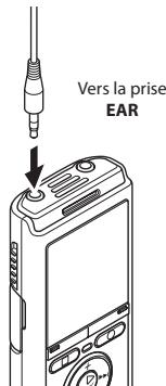 OLYMPUS WS-832 - Branchez les écouteurs sur la prise EAR de l'enregistreur vocal. - 1