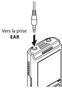 OLYMPUS WS-832 - Branchez les écouteurs sur la prise EAR de l'enregistreur vocal. - 1