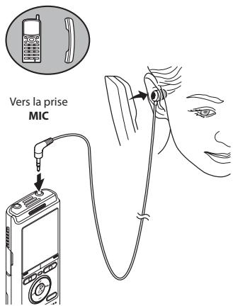 OLYMPUS WS-832 - Branchez un microphone externe dans la prise MIC de l'enregistreur vocal. - 1