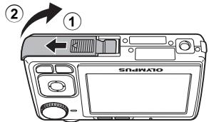 OLYMPUS FE-280 - b. Setzen Sie den Akku und eine xD-Picture Card (optional) ein. - 1