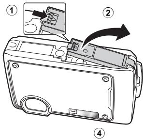 OLYMPUS STYLUS 770 SW - b. Insert the battery in the camera - 1