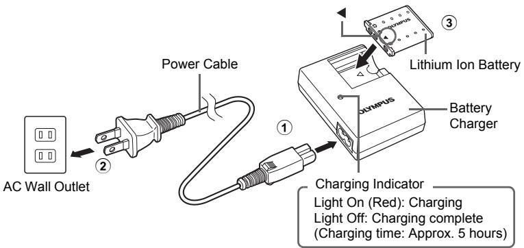 OLYMPUS STYLUS 770 SW - a. Charge the battery - 1