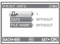 OLYMPUS µ 740 - Setting the number of prints and data to be printed - 1