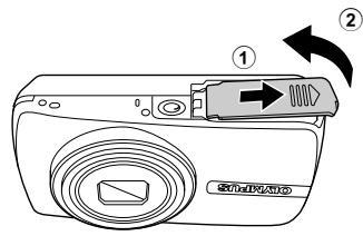 OLYMPUS µ 740 - b. Insert the battery in the camera - 1