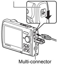 OLYMPUS Μ 850SW - Connect the multi-connector on the camera to the USB port on the computer using the provided USB cable. - 1