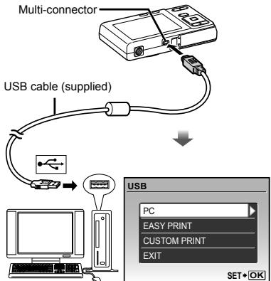 OLYMPUS FE-360 - Connect the camera to a computer. - 1