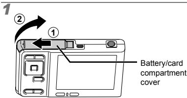 OLYMPUS FE-360 - Loading the battery and the xD-Picture Card™ (sold separately) into the camera - 1