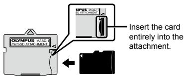 OLYMPUS FE-360 - Insert the microSD card into the microSD Attachment. - 1