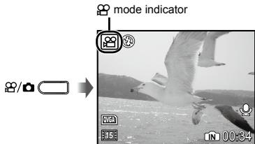 OLYMPUS FE-360 - Confirm the mode indicator is . - 1