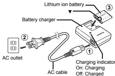 OLYMPUS FE-360 - Charging the battery - 1