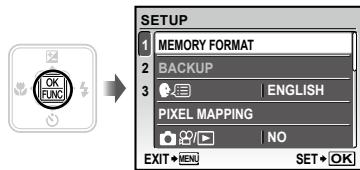 OLYMPUS FE-360 - Press the button. - 1