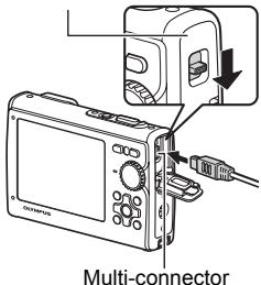 OLYMPUS Μ 1030SW - Connect the multi-connector on the camera to the USB port on the computer using the provided USB cable. - 1