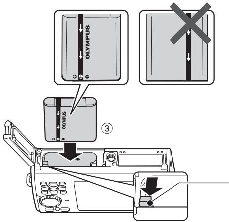 OLYMPUS Μ 1030SW - b. Insert the battery and an xD-Picture Card (optional) in the camera. - 2