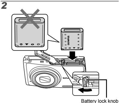 OLYMPUS Μ 1060 - Loading the battery and the xD-Picture Card™ (sold separately) into the camera - 2