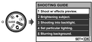 OLYMPUS Μ 1060 - Set the mode dial to GUIDE. - 1