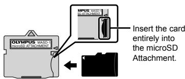 OLYMPUS Μ 1060 - Insert the microSD card into the microSD Attachment. - 1