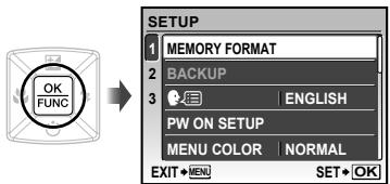 OLYMPUS Μ 1060 - Changing the display language - 3