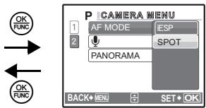 OLYMPUS Μ 720SW - Press △▽ to select a setting, and press OK FUNC. - 1
