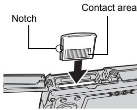 OLYMPUS Μ 720SW - Orient the card as shown, and insert it into the card slot as shown in the illustration. - 2