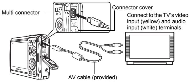 OLYMPUS Μ 720SW - Playing back pictures on a TV - 1