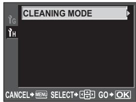 CLEANING MODE CANCEL→MENU SELECT→GO→OK