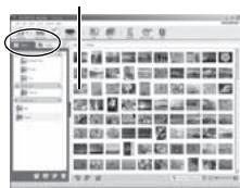 Screenshot of a software interface showing a grid of image thumbnails with one highlighted in a circle, likely from an older document or photo editing tool.