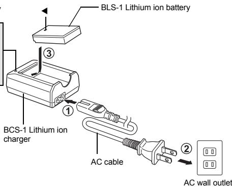 BLS-1 Lithium ion battery BCS-1 Lithium ion charger AC cable AC wall outlet