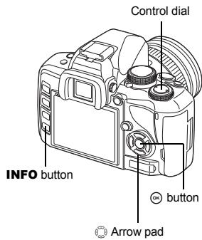 Control dial INFO button button Arrow pad