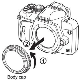 OLYMPUS ② Body cap ①