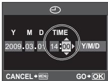 Y M D TIME 2009.03.01 14:00 Y/M/D CANCEL→MENU GO→OK