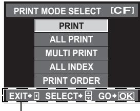 PRINT MODE SELECT [CF] PRINT ALL PRINT MULTI PRINT ALL INDEX PRINT ORDER EXIT→ SELECT→ GO→ OK
