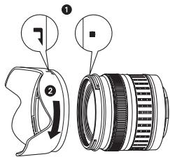 OLYMPUS E-620 - - Attaching the hood - 1