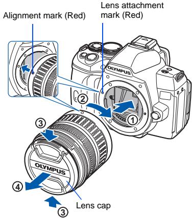 OLYMPUS E-620 - Remove the lens cap (③, ④) - 1