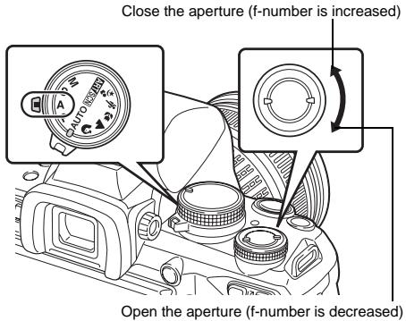 OLYMPUS E-620 - Set the mode dial to A and turn the control dial to set the aperture value. - 2