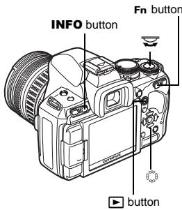 OLYMPUS E-620 - Use to select images you want to view. You can also turn the control dial to switch to Q for close-up playback. - 2