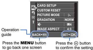OLYMPUS E-620 - Press the MENU button to display the menu - 1