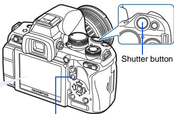 OLYMPUS E-620 - Press the  (live view) button to switch to live view - 2