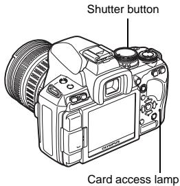 OLYMPUS E-620 - Adjust the AF target with the subject to be focused and press the shutter button halfway until the AF confirmation mark lights up. - 1