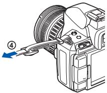 OLYMPUS E-620 - Attaching the strap - 3