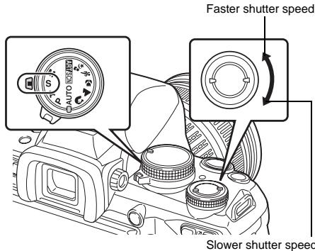 OLYMPUS E-620 - Set the mode dial to S and turn the control dial to set the shutter speed. - 2