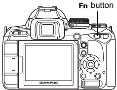 OLYMPUS E-620 - Press the Fn button to use the preview function. - 1