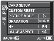 OLYMPUS E-620 - Press the MENU button - 1