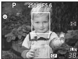 OLYMPUS E-620 - If the camera detects a face, a frame will be displayed in that location. - 1