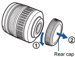 OLYMPUS E-620 - Remove the body cap from the camera and the rear cap from the lens - 1