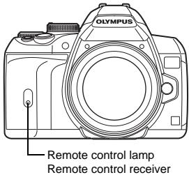 OLYMPUS E-620 - Mount the camera securely on a tripod, point the remote control at the remote control receiver on the camera and press the shutter button on the remote control. - 1