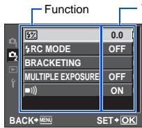 OLYMPUS E-620 - Use to select a function and to go to the setting screen - 1