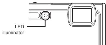 OLYMPUS STYLUS TOUGH 8000 - Press and hold the button down until the LED illuminator lights up. - 1
