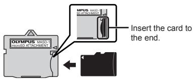 OLYMPUS STYLUS TOUGH 8000 - Insert the microSD card into the Attachment. - 1
