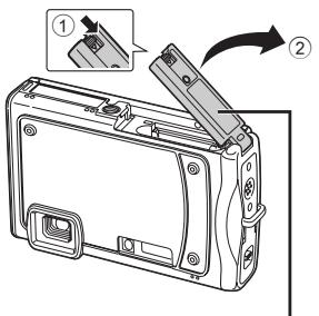 OLYMPUS STYLUS TOUGH 8000 - Loading the battery and the xD-Picture Card™ (sold separately) into the camera - 1